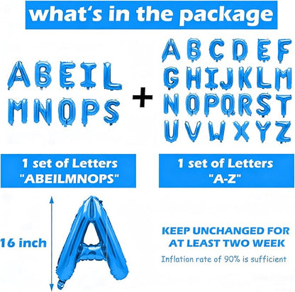 36 Pcs Blue Letter Balloons, Custom A-Z Set - Image 3