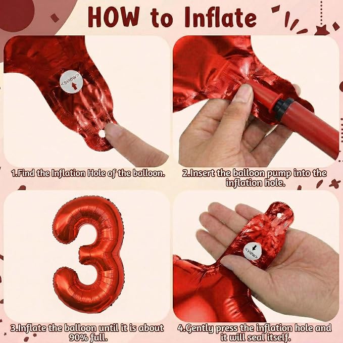 Red Number 13 Balloon 40 Inch, Foil Numeral - Image 5