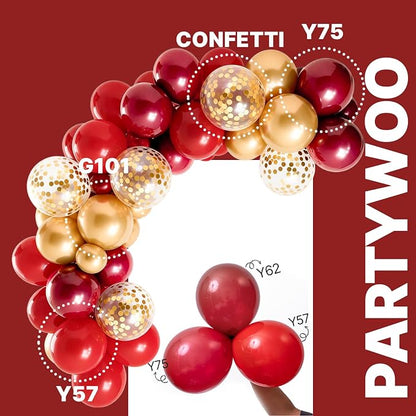 PartyWoo Red and Gold Balloons 66pcs Matte Red Metallic Gold Balloons | - Image 3