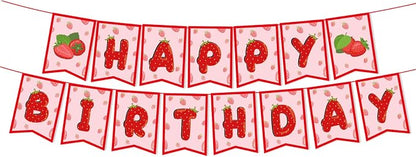 Strawberry Happy Birthday Banner Strawberry Birthday Party Decorations Baby by GLASNES