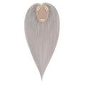 Hairro Human Hair Toppers Free Parted, 3.5x4.7" Base Hand-wovened 100% Real Hairpieces, with Invisible Clips-in for Women, for High Hairline/Adding Volume on Top, 10 Inch Grey