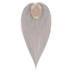 Hairro Human Hair Toppers Free Parted, 3.5x4.7" Base Hand-wovened 100% Real Hairpieces, with Invisible Clips-in for Women, for High Hairline/Adding Volume on Top, 10 Inch Grey