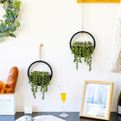 2pcs Artificial Succulents Hanging Plants 12.2'' Fake String of Pearls in Pot - Image 6