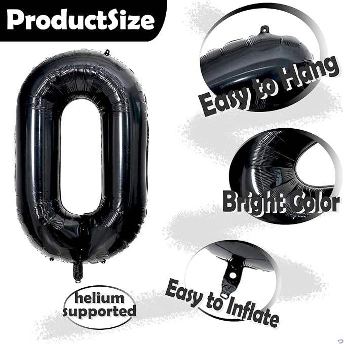 40 inch Large Black 20 Balloon Number - Image 3