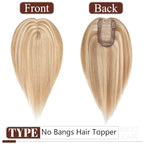 SEGO Real Human Hair Topper for Women without Bangs, Hair Topper with Anti-Slip Clips (14 Inches Golden Brown Mix Bleach Blonde)