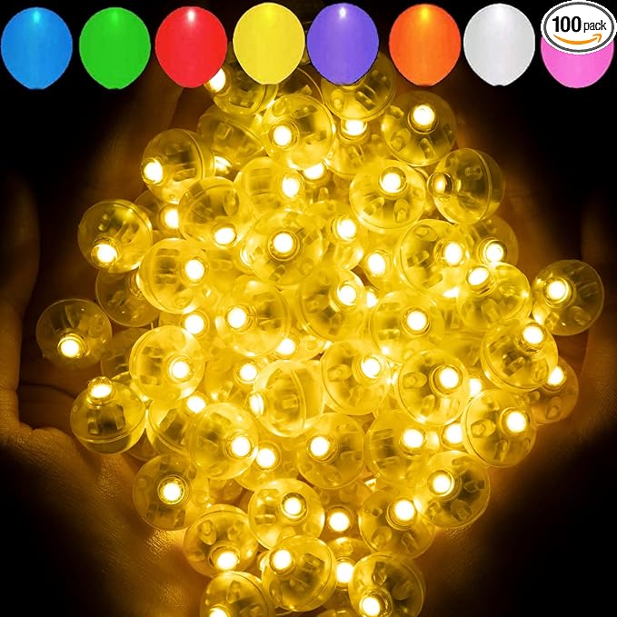 Aogist 100pcs Yellow Balloon Light, Long Standby Time Waterproof Mini Ball Light by Aogist