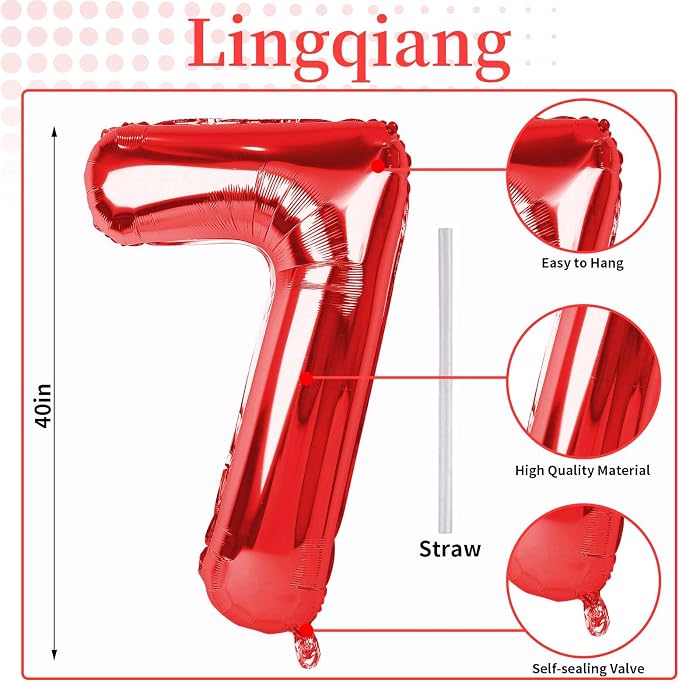 70th Birthday Balloons for Women, 40 Inch Giant Red Foil Number 70 Self - Image 2