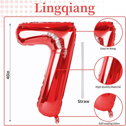 70th Birthday Balloons for Women, 40 Inch Giant Red Foil Number 70 Self - Image 2