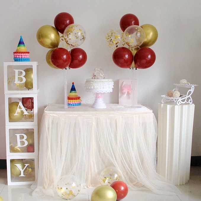 ZJDHPTY 4Set Red Gold Balloon Stand Table Centerpieces Party Decor | Christmas - Image 8