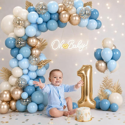 Dusty Blue and Gold Balloons - Image 5