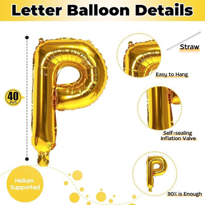 Giant P Alphabet Balloon Letters, 40 Inch Helium Mylar Foil Name Word Balloons - Image 2