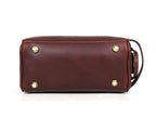 10" Premium Leather Toiletry Travel Pouch With Waterproof Lining Black Color | King-Size Handcrafted Vintage Shaving Kit By Aaron Leather Goods (Saddle Brown)