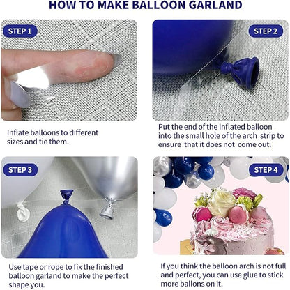 148pcs Navy Blue Silver White Balloon Arch Kit - Image 4