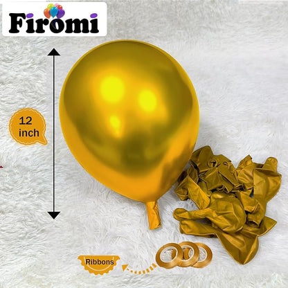 Firomi Metallic Chrome Gold Balloons 12-inch 100 Pack | Thicken Shiny Helium - Image 2