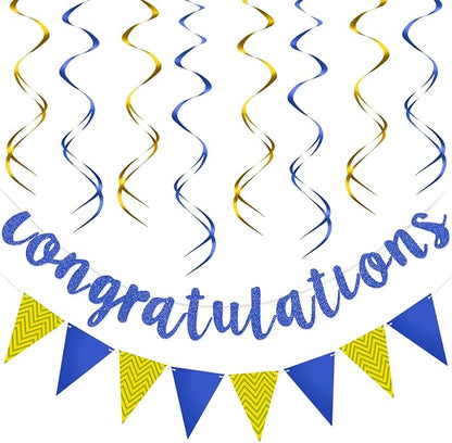 Outus Pre-strung Glitter Congratulations Banner Triangle Flag Banner by Outus