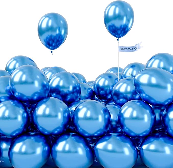 PartyWoo Metallic Blue Balloons 50pcs Chrome Blue Color 5 Inch | Balloons by PartyWoo