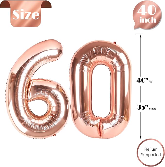 Rose Gold Number 60 Balloon 40 Inch - Image 5