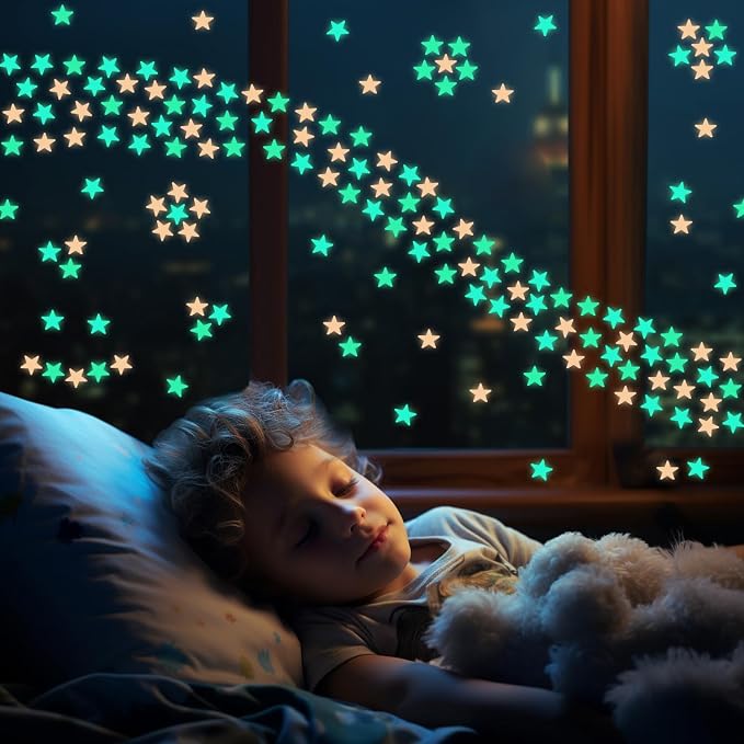 AM AMAONM 200pcs Glow in The Dark Luminous Stars Fluorescent Noctilucent - Image 5