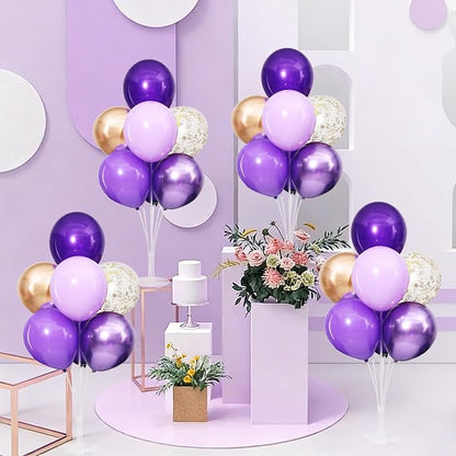 4 Sets Purple Champagne Gold Balloons Stand - Image 2