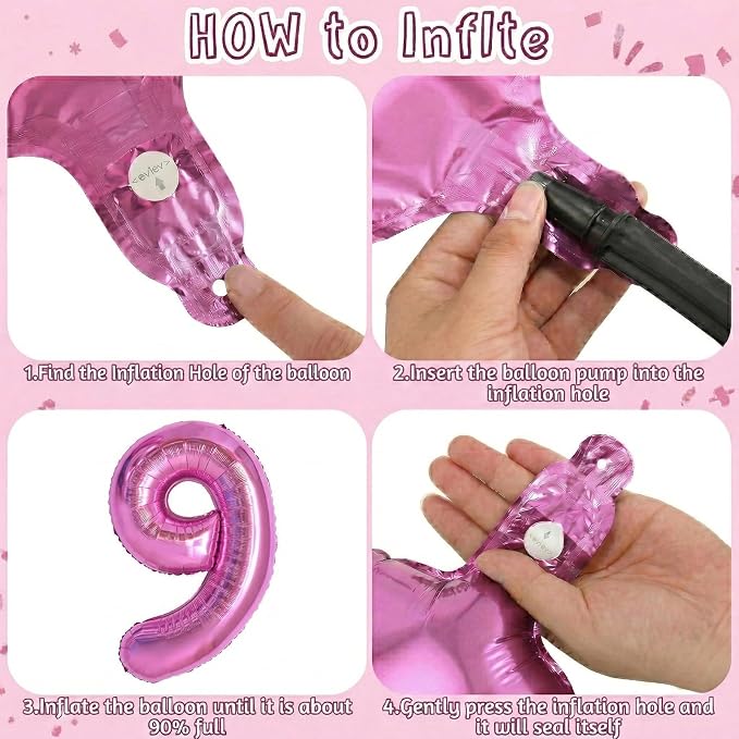 Pink Number 9 Balloon 40 Inch, Sleek Glossy Numeral Party Supplies | Radiant - Image 5