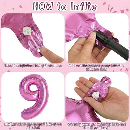Pink Number 9 Balloon 40 Inch, Sleek Glossy Numeral Party Supplies | Radiant - Image 5
