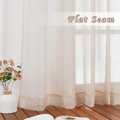 NICETOWN Voile Taupe Sheer Curtains 84 Inches Long, Grommet Airy & Lightweight - Image 7