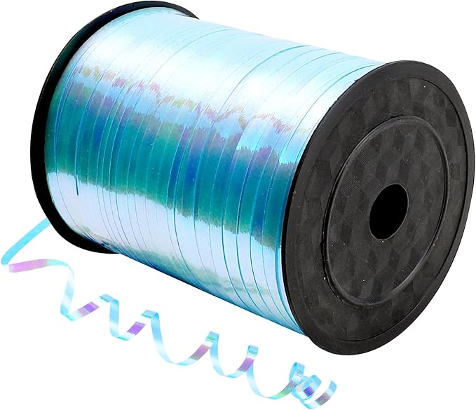 500 Yard Iridescent Aqua Blue Curling Ribbon, 1/5" Wide Holographic Christmas by Unknown