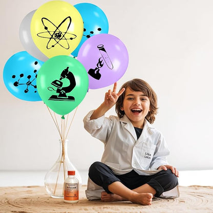 Science Party Balloons, 12 Inch Gray Light Yellow Green Purple Confetti Balloons - Image 6