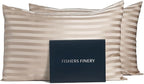 Fishers Finery 25mm 100% Pure Mulberry Silk Pillowcase (Taupe Stripe Standard 2 Pack)