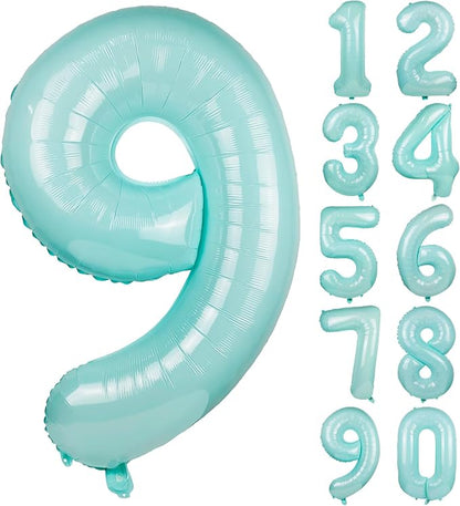 Macaron Blue Number 9 Balloon 40in Large Helium Foil Polyester Film Balloon | by Exquisitehighqualitypartydecorationstomeetyoureveryneed%EF%BC%81