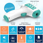 Infrared Forehead Thermometer for Adults and Infants, Touchless iProven Thermometer, 1sec Instant Accurate Readings, 3 in 1 Including Fever Alarm, Silent & Memory Mode