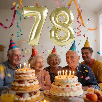 40 Inch Number 78 Balloons for 78th Birthday Party Decorations, 0-100 Champagne - Image 2