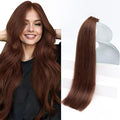 Sunny Hair Tape in Hair Extensions Real Human Hair Invisible Remy Hair Extensions Tape ins for Women Auburn Brown 20 inch 20Pcs 50G