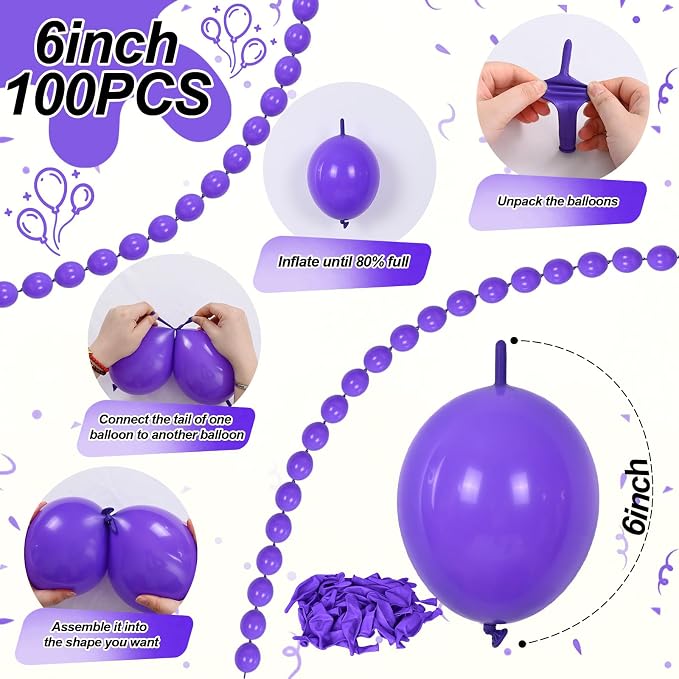 Purple Quick Linking Balloons, Tails Balloon - Image 2