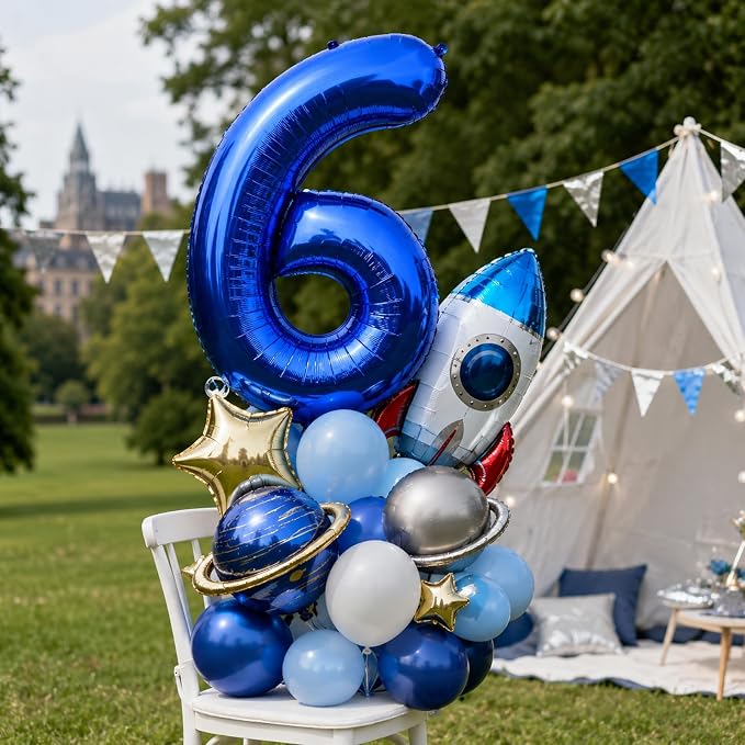 Navy Blue Number Balloons 6, 40inch Large Dark Royal Blue Digital 6 Foil Mylar - Image 4