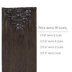 WENNALIFE Clip in Hair Extensions Real Human Hair, 20 Inch 120g 7pcs Human Hair Extensions Clip In Human Hair, Cool Dark Brown Clip In Real Hair Coloured Remy Human