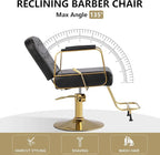 KIGOTY Salon Barber Chair, Reclining Salon Chair for Hair Stylist, Adjustable Hair Salons Tattoo Braiding Hairdresser Chair, 360 Swivel Stylist Chairs for Barbershop (Modern Black)