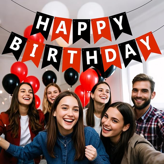 Happy Birthday Banner Sign, Birthday Garland Wall Door Hanging Banners Flag - Image 3