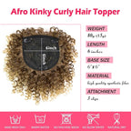 Natural Afro Kinky Curly Short Hair Toppers with Bangs Black Clip in Synthetic Wiglets Hair Pieces for Men and Women with Thinning Hair Instant Volume and Style(T27/33#)
