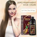 Bablabear Chestnut Brown Hair Color Shampoo for Gray Hair 500ML Instant Hair Dye Shampoo for Men & Women-3 in 1 Color Shampoo for Dark Hair-Colors in Minutes-Long Lasting-Safe & Easy to Use