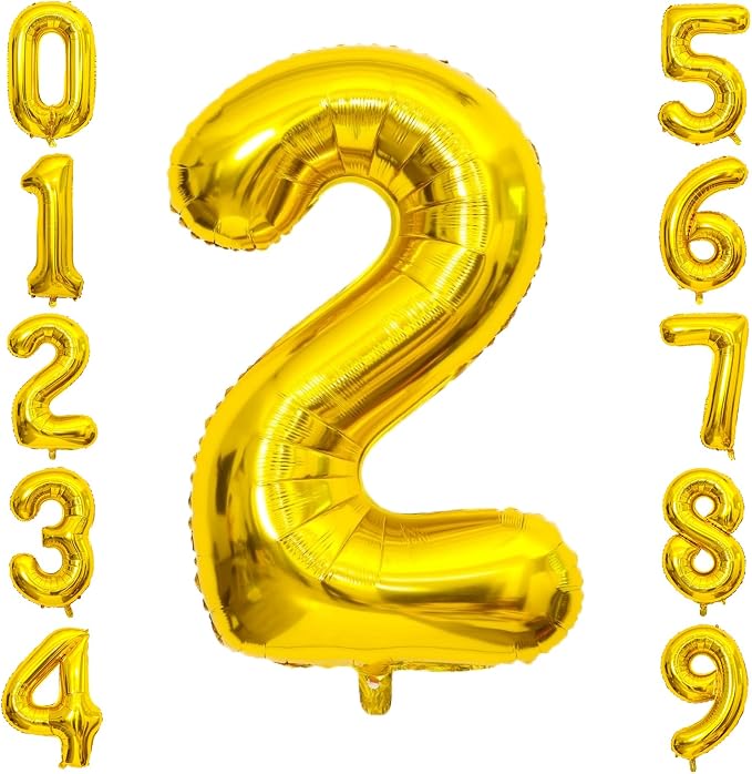 Gold Number Balloons Birthday Balloons by United-UnicornsParty