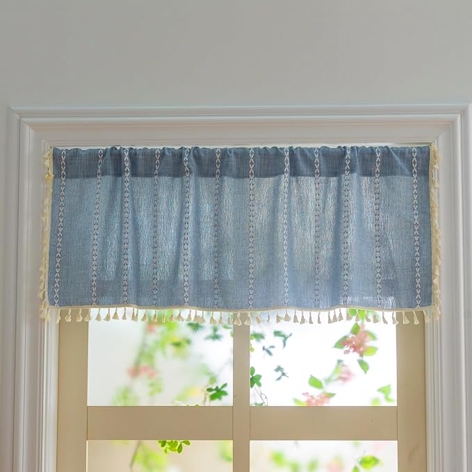 Sutuo Home Boho Farmhouse Curtains Valance 18 Inches Long - Image 2