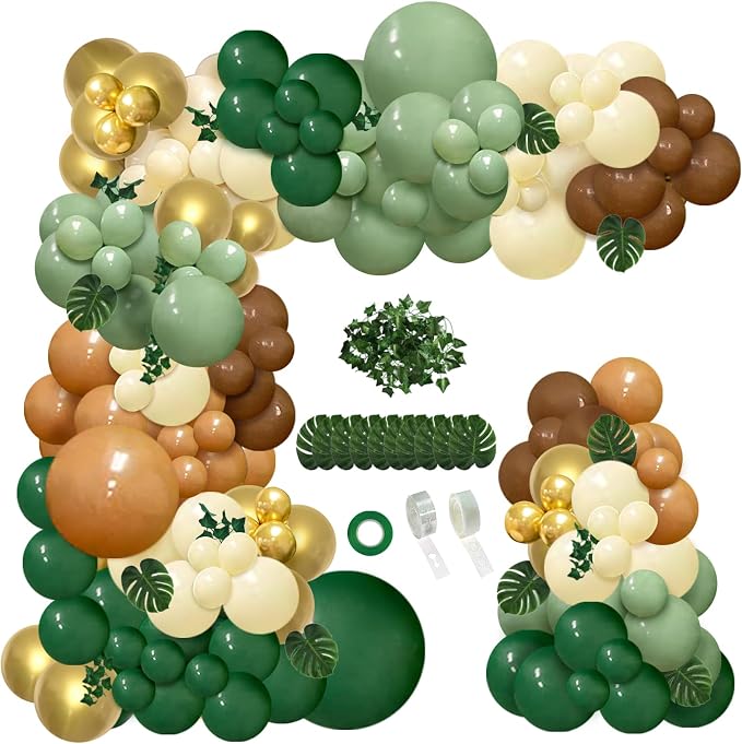 142pcs Jungle Safari Sage Brown Balloon Arch Kit by iloveallfamilymagic