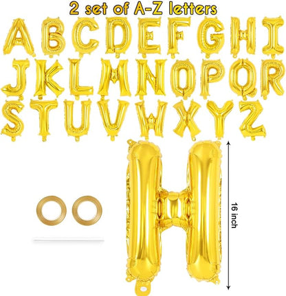 52 Pcs Gold Letter Balloons, 16 Inch Foil Alphabet Letter Balloons, Letter A-Z - Image 2