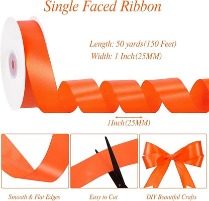 woric Orange Ribbon 1 Inch 50 Yards Orange Satin Ribbon - Image 3
