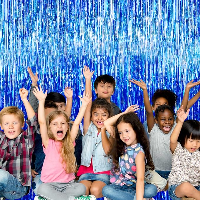 GOER 3.2 ft x 9.8 ft Metallic Tinsel Foil Fringe Curtains Party Photo Backdrop - Image 4