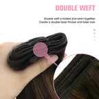 YoungSee Human Hair Sew in Extensions Brown Balayage Real Human Hair Weft Extensions Darkest with Medium Brown Balayage Sew in Hair Extensions Long Straight Hair 100G 22Inch
