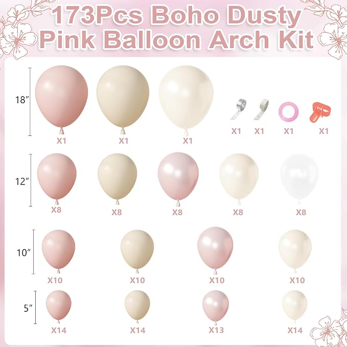 Amandir 173 Pcs Pearl White Pink Balloon Arch Garland Kit | Double Stuffed - Image 3