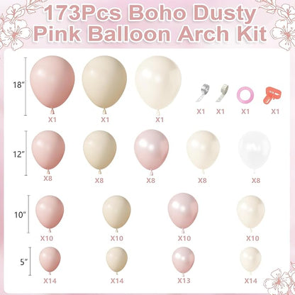 Amandir 173 Pcs Pearl White Pink Balloon Arch Garland Kit | Double Stuffed - Image 3