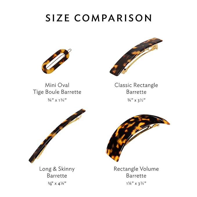 Black Hair Barrette for Thin Hair, Classic Rectangle French Barrette for Women, Lightweight and Comfortable, Strong Hold | France Luxe